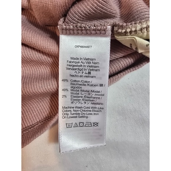 Madewell Ribbed Knit Crop Long Sleeve Top Dusty Rose Mauve M Cotton Modal Blend - Picture 4 of 9